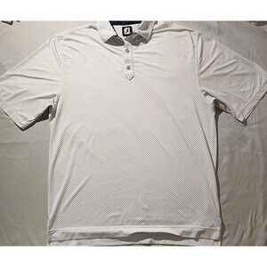 Footjoy Mens Golf Shirt L White W Blue Checked Pattern Classic
